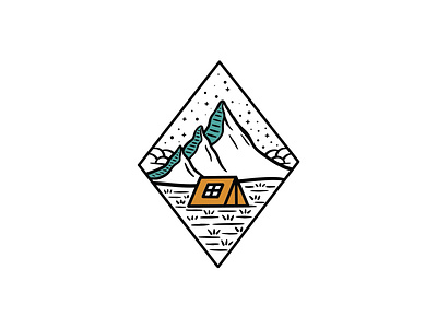 Mountain Camp Diamond Illustration adobe illustrator adventure design illustration logo logo design logodesign monoline mountain vector