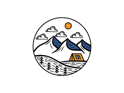 Mountain Camper Circle Illustration