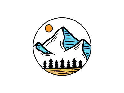 Mountain Tree Circle Illustration