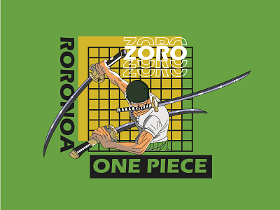 Roronoa Zoro anime anime art anime studio colorful one piece roronoa roronoa zoro simple simple design t shirt tshirt vector zoro