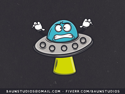 Scare UFO Humanoid Illustration