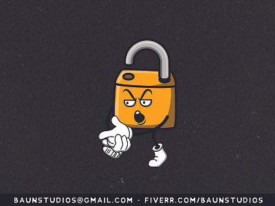 Humanoid Padlock Cartoon Illustration