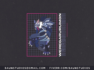 Weregarumon from Digimon adobe illustrator anime design digimon digital garumon monster vector weregarumon wolf