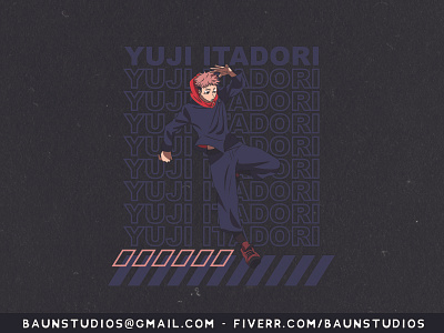 Yuji Itadori from Jujutsu Kaisen adobe illustrator blue design itadori jujutsu kaisen vector yuji yuji itadori