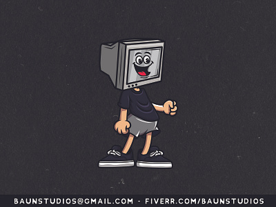 Old Monitor Head Cartoon adobe illustrator cartoon design graphic design humanoid illustration logo monitor old monitor vector