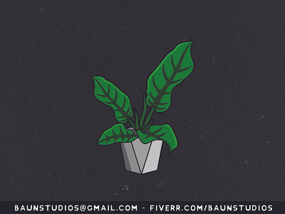 Philodendron Floral Cartoon Illustration