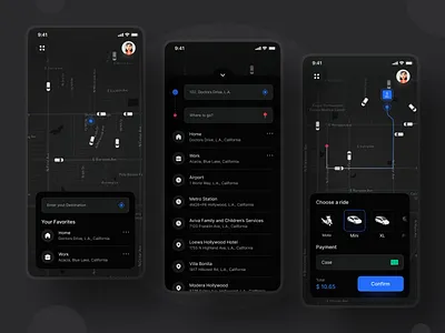 Cab Booking App app app design app ui cab cab booking cab booking app car car booking car booking app dark dark ui light light ui map texile ui