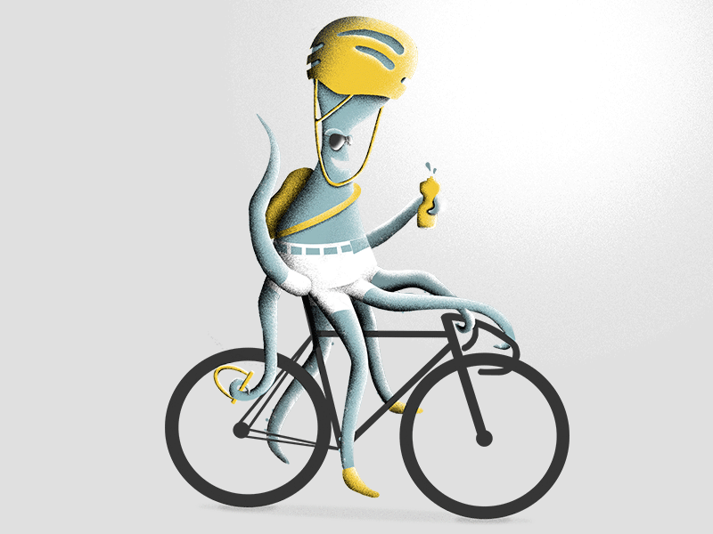 Octo-biker bike bikes cycling helmet illustration katie fricks octopus ride your bike to work