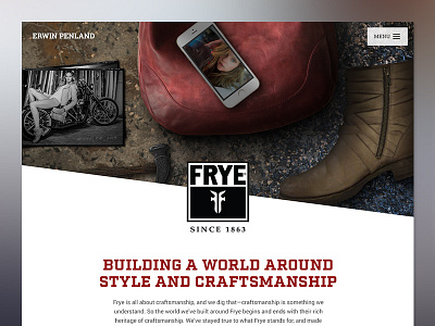 Frye case study bag boots color correction frye grunge landing page phone photo manipulation purse