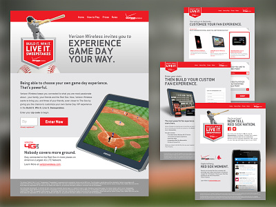 Verizon Wireless/Red Sox sweepstakes baseball contest entry game day landing page red sox sign up form success sweepstakes ui design verizon website