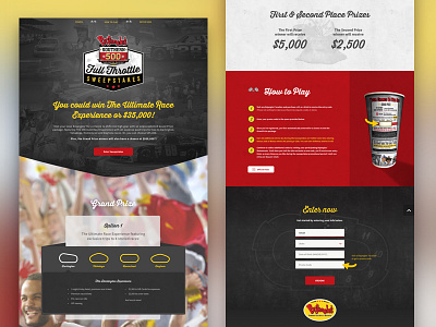 Bojangles' Full Throttle Sweepstakes - Landing Page bojangles contest game landing page nascar racetrack racing sweepstakes