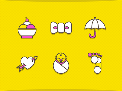 Butter Icons set 2 baby bow butter foot heart ice cream icons umbrella