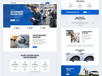 Website design for a sleek autobody shop! @autobody branding business clean design goodstuff header illustration layout logo minimal modern shop sleek ui ux website concept