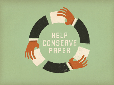 Conserve color design green illustration logo paper recycle texture type vintage