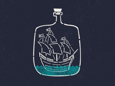 Ship Bottle book color conceptual design graphic icon logo novel paper ship shirt tee texture vintage