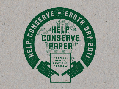 Conserve Paper earth earth day green hands logo paper recycle reuse texture tree union usa vintage