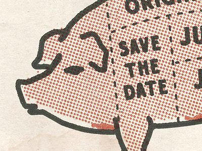 Piggy color design invite jean shop logo pig texture vintage