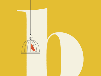 B is for Bird Cage alphabet b bird bird cage illustration letter vintage