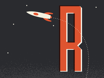 R is for alphabet design illustration letter neat r rocket vintage