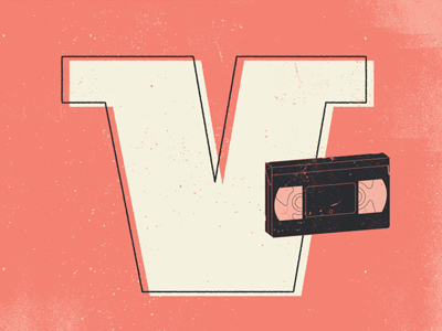 V alphabet design illustration letter neat v vhs vintage