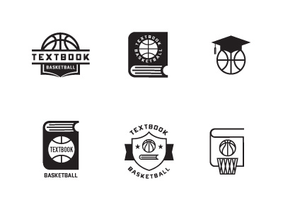 Textbook Bball basketball book color education icon identity logo mark vintage
