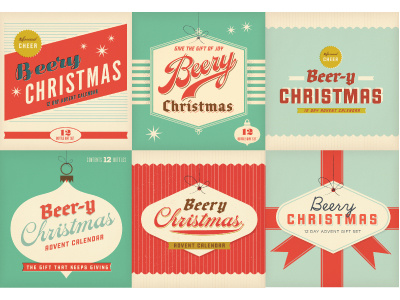 Beery Xmas Options beer beer label blue christmas design fun graphic illustration label letter logo package texture vintage