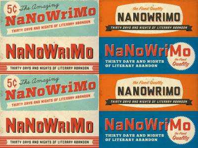 Nanowrimo beer blue bumper sticker design fun graphic illustration label letter logo nanowrimo novel texture vintage writing