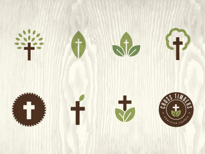 Cross Timbers christ church color design distressed icon illustration jesus leaf logo old retro saw shape tag texture tree type vintage wood
