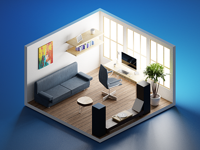 Low-poly room 3d blender illustration illustrations low poly polygonrunway