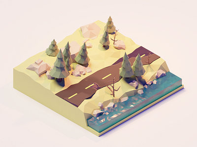 road 3d blender blender3d illustration low poly polygonrunway