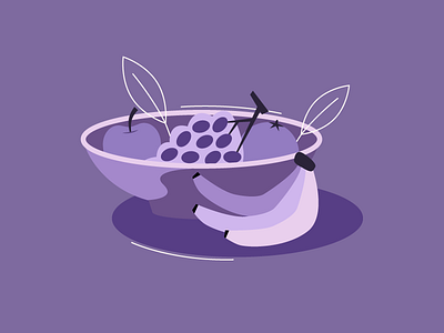 Fruit Bowl adobe illustration bowl fruit fruit illustration monochromatic monochrome purple violet