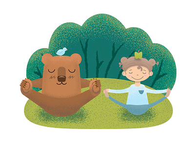 Yoga Buddies adobe illustrator bear buddies childish children illustration childrens book girl yoga