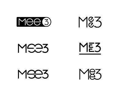 Mee3 Logo Exploration black and white bold clean logo me optical illusion review simple strategy test three