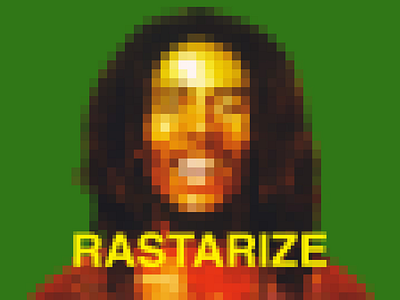 Rastarize back joke logo marley pixel pun pun rasta raster reggae sorry