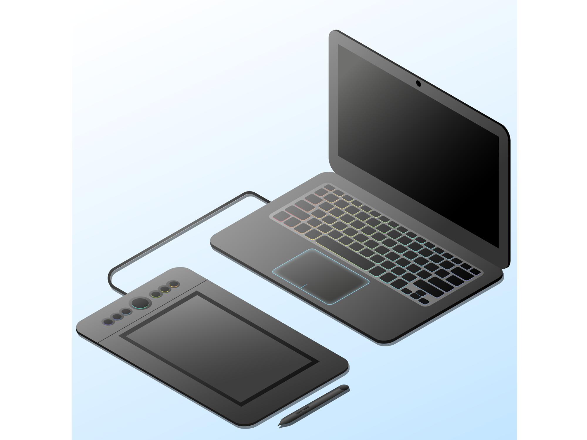 laptop and graphics tablet by Elzok Bloedrooi on Dribbble