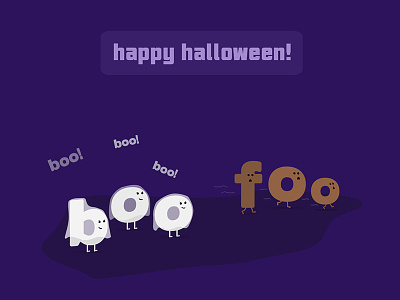 Happy Halloween boo fonts foo funny ghost halloween happy halloween holiday illustration night purple typography