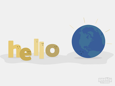 Hello World dev draw fonts geek hello illustration internet planet programming typography world