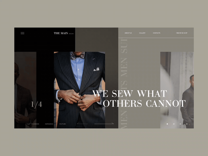 Suits Shop aftereffects animation black brown dark design mango men style suit ui ux website