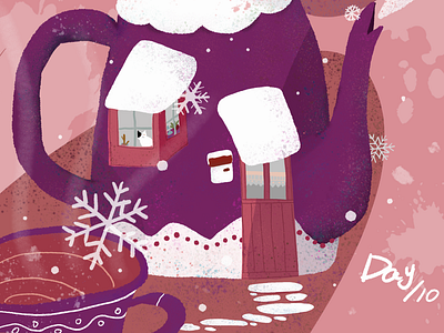 Casual winter afternoon tea time illustration