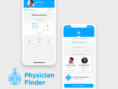 Physician Finder app branding doctor finder finder healthcare iphone xc physician robots