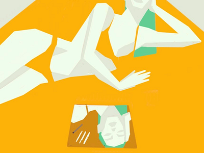 Bed time digital illustration girt illustration mirror orange