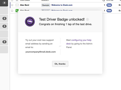 Badge badge modal popup purple