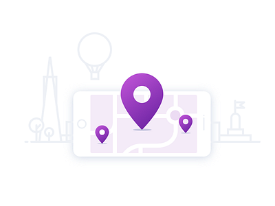 Location cityscape illustration location map purple san francisco