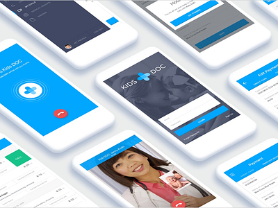 KidsDoc blue design doctors freelance project medical app mobile app ui ux web app