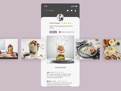 Hire a foodphotographer food app foodphotography ios app ios app design ios8 photographer profile profile design