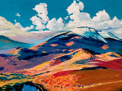 ADK 2d adirondacks artwork clouds colorful colors creative dribble fall illustration landscape mountain nature painting