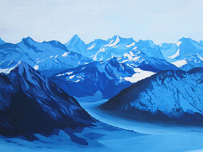 Rigi 2d artwork blue colors dribble flat illustration illustrator landscape mountain nature painting