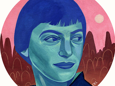 Ursula Le Guin 2d author colorful creative gouache illustration illustrator painting portrait women
