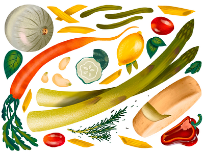 Asparagus digital digital art food hand drawn illustration illustrator menu nature pattern procreate restaurant