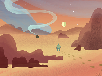 Mars childrens book creative digital art drawing illustration illustrator landscape procreate travel